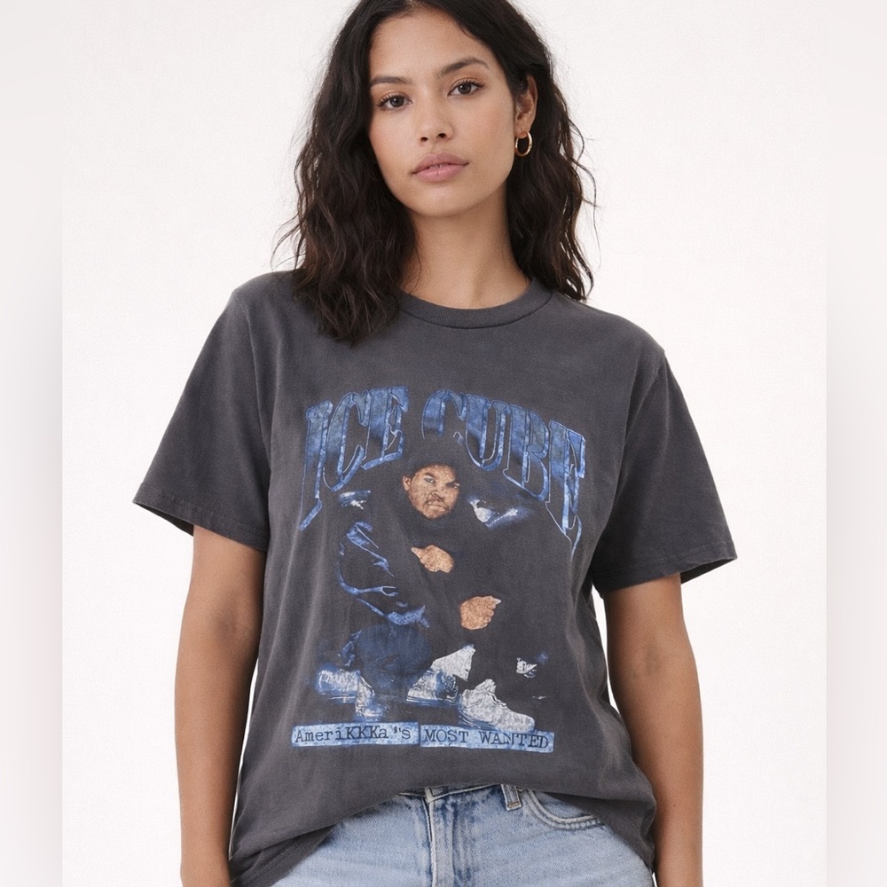 🎤 Ice Cube Graphic T-Shirt – Vintage Style – Gray - S